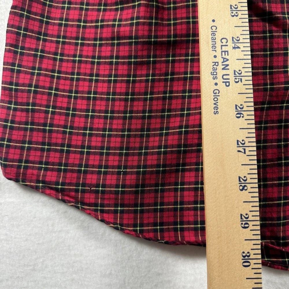 Polo Ralph Lauren‎ Button Down Shirt Men's L Red Black Plaid LS Brushed Cotton